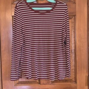 Striped Maroon and White Women's Top